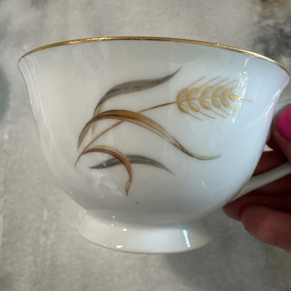 Eternal Harvest Metallic Wheat Print China Teacups‎ Cups LOT OF 10